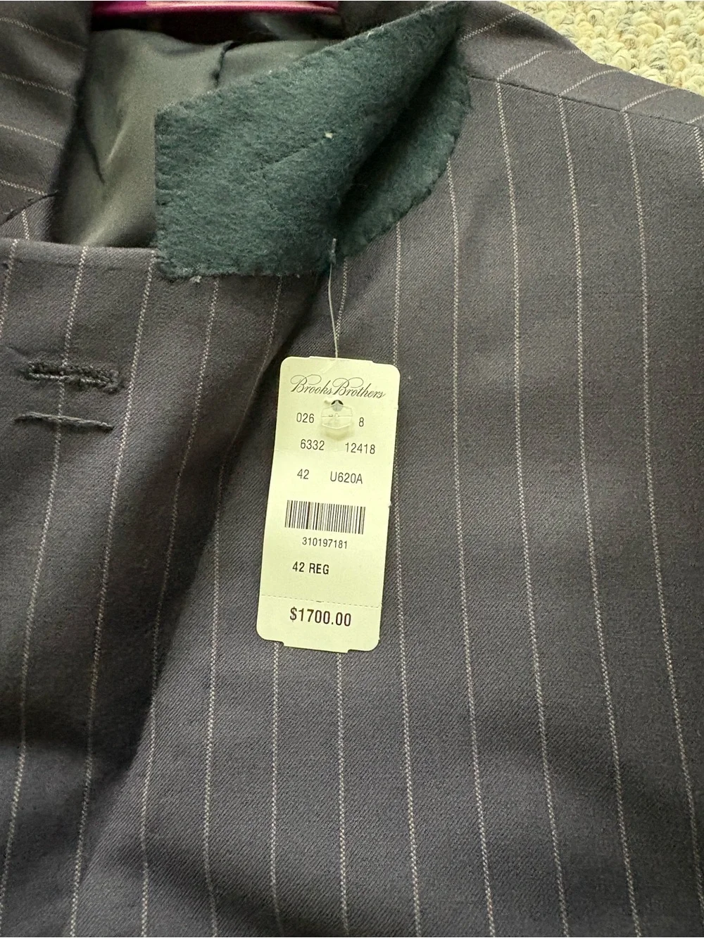 Brooks Brothers Navy Pinstripe Two-Button Sport Coat
